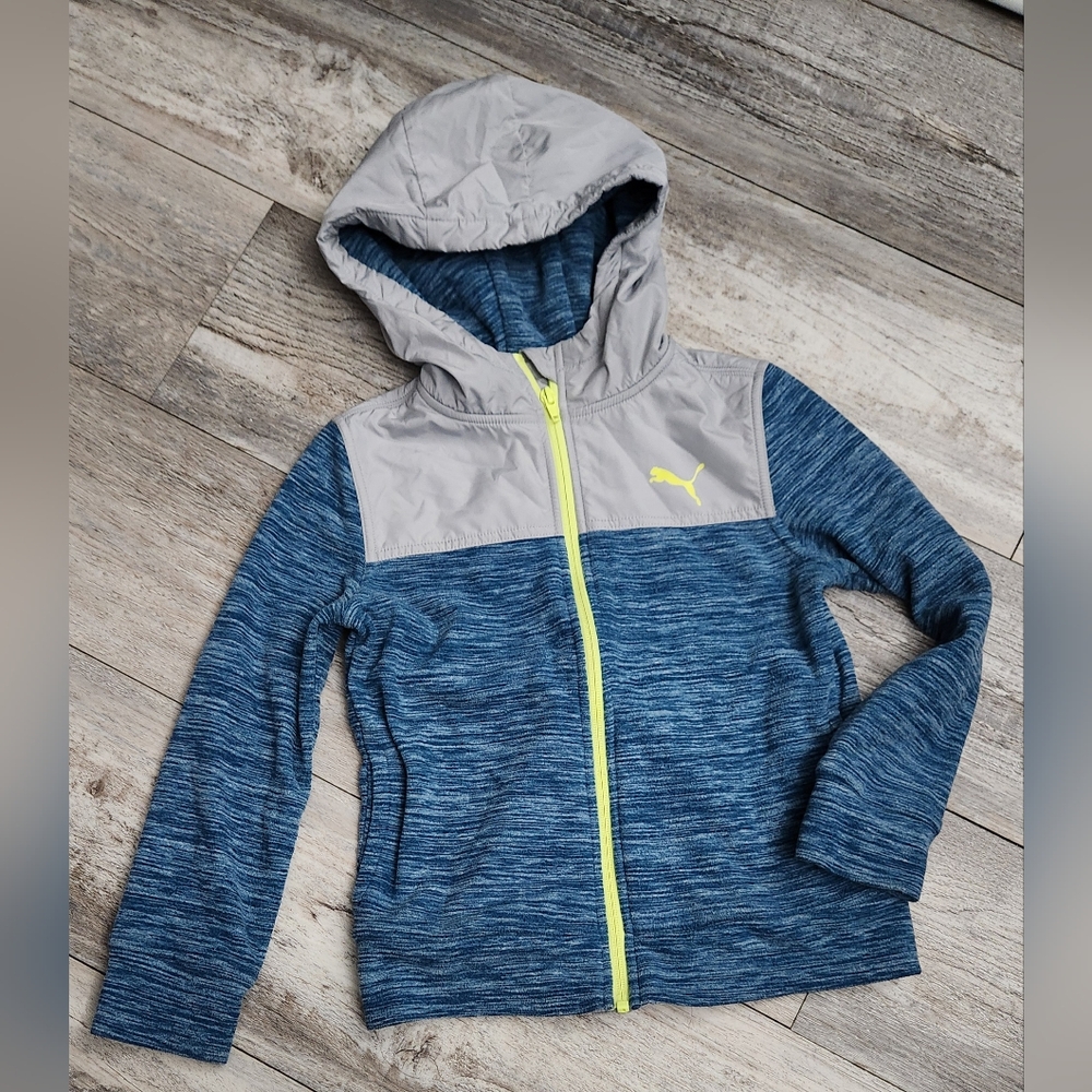 Puma Kids Blue and Gray Fleece Hooded Jacket